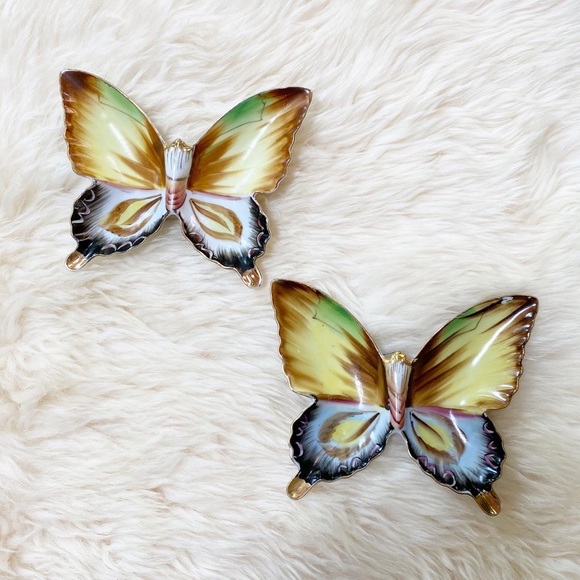 Vintage Ceramic Painted Butterfly Wall Decor Set